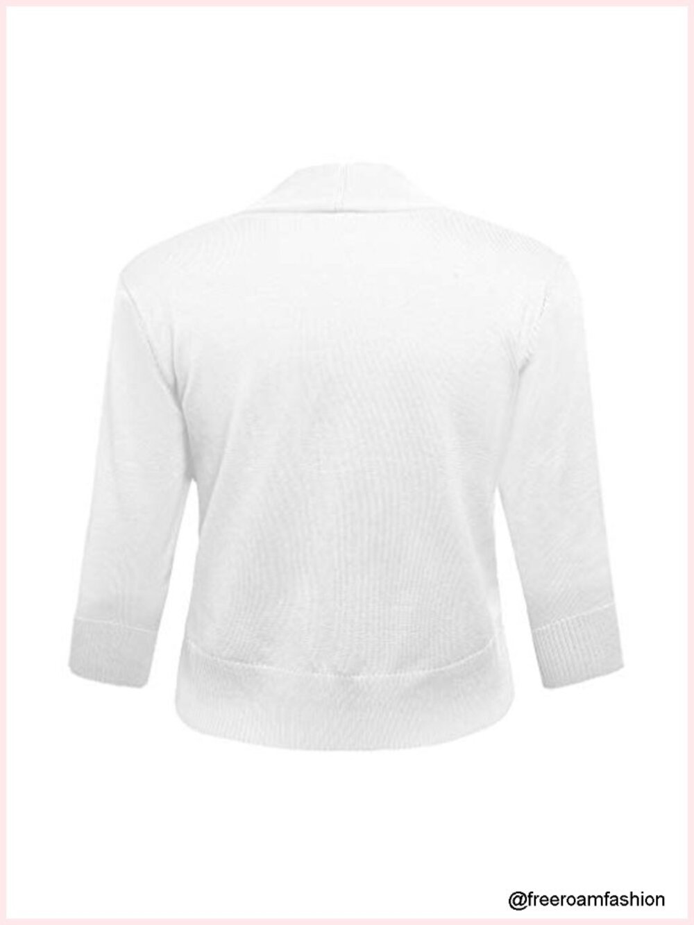 3/4 Sleeve Cropped Cardigan Sweater Jacket Open Front Shrug Bolero Lightweight - Picture 2 of 3